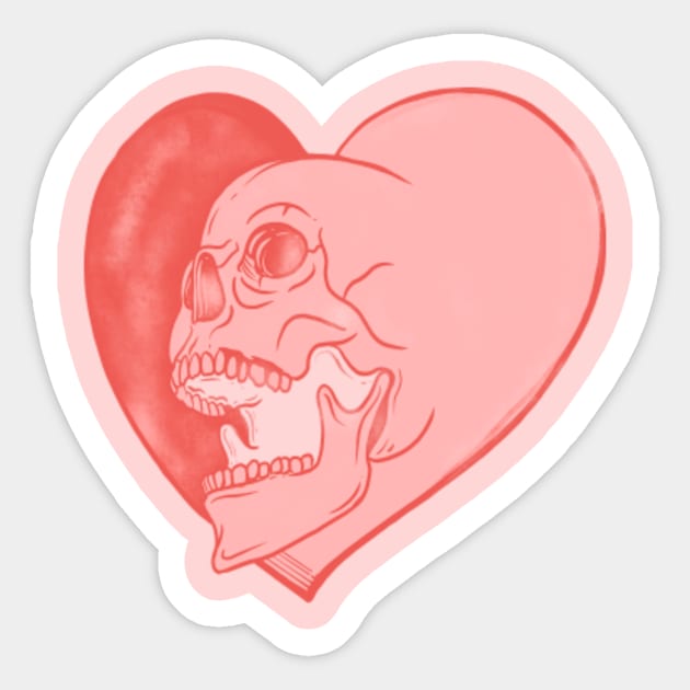 Vintage skull Heart Sticker by HagAttack